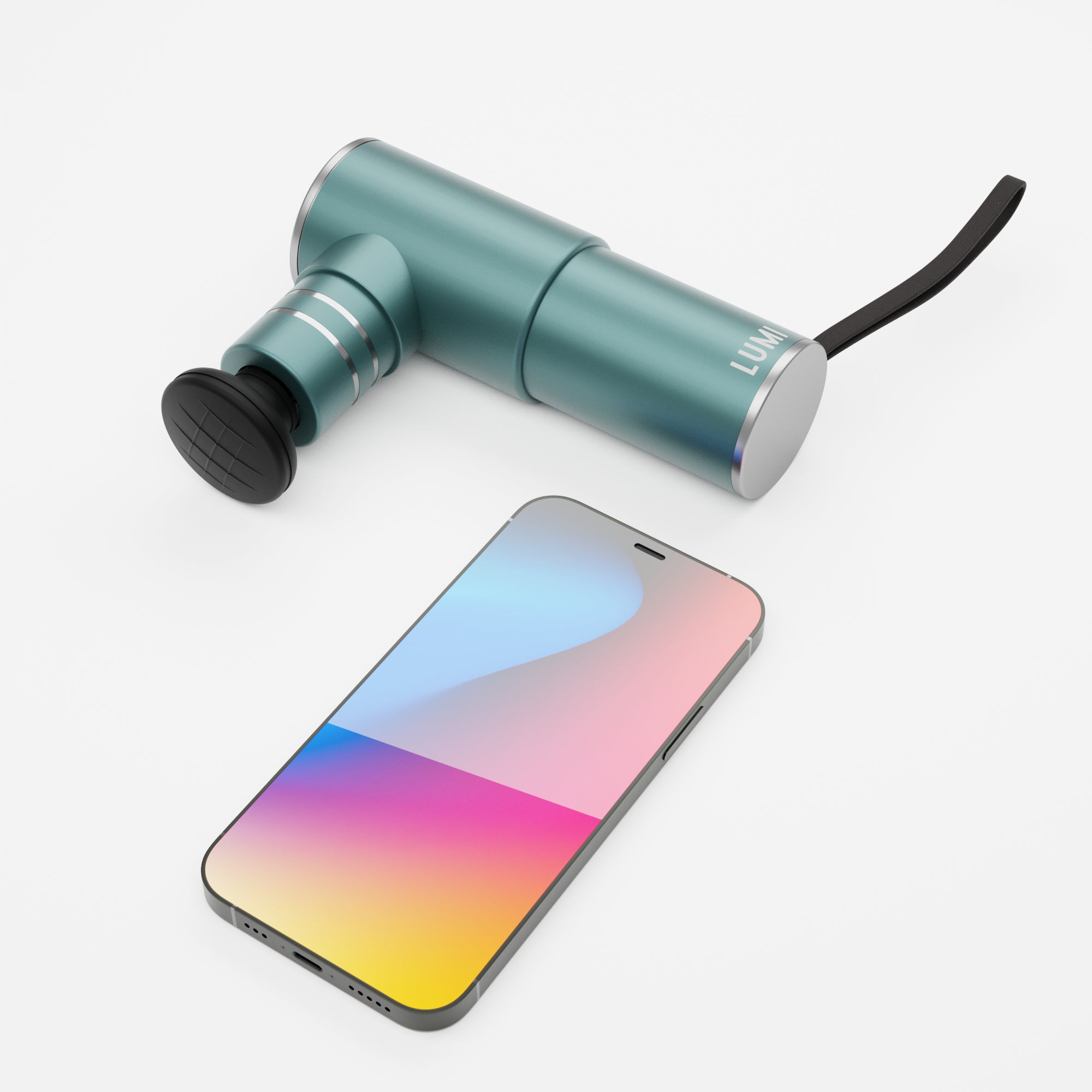 Lumi miniPro Massage Gun Blue with iPhone