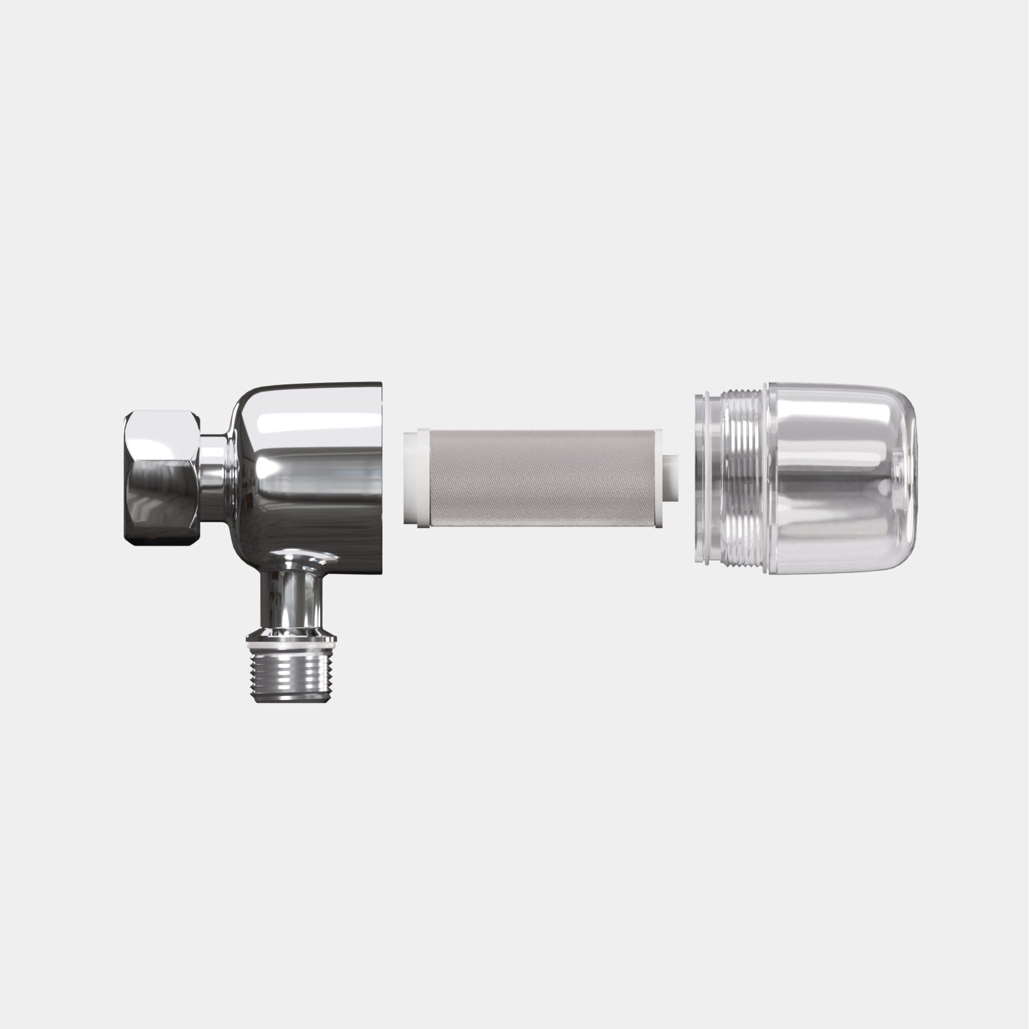 Cube Chiller portable cooling device with chrome finish, featuring camlock hose fittings and transparent end cap, designed for ice bath temperature control and cold therapy applications.