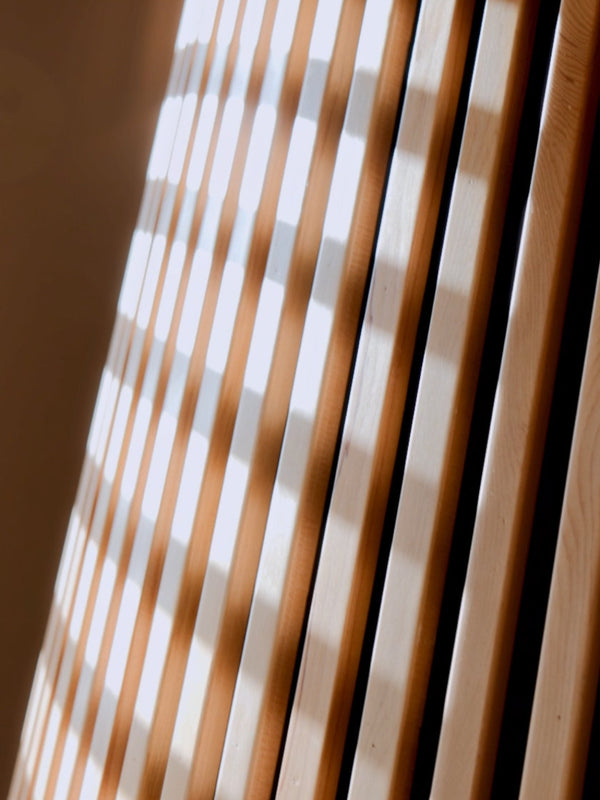 Close-up of wooden slats of the LUMI Sauna PRO