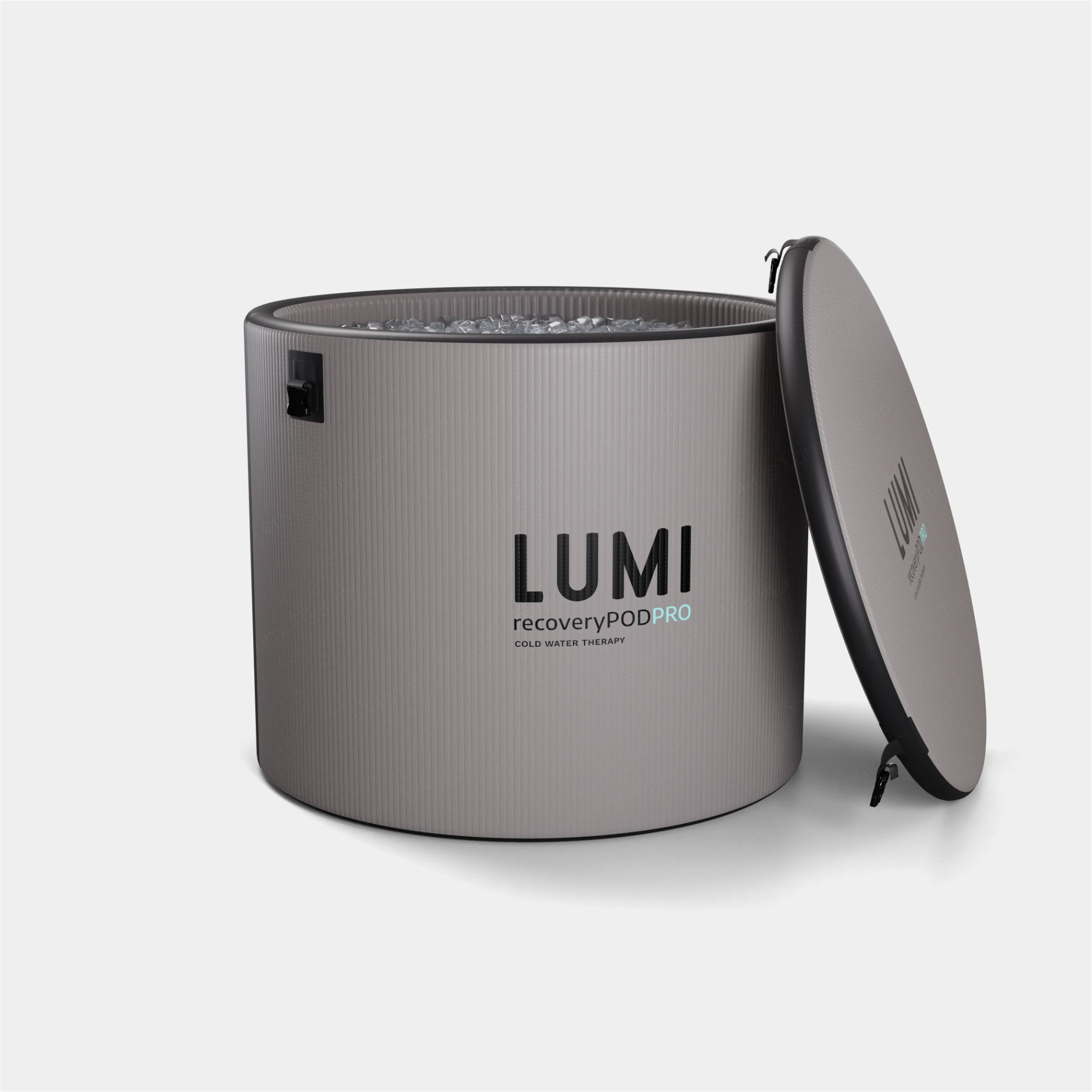 LUMI Pod PRO Ice Barrel with lid partially open showing interior