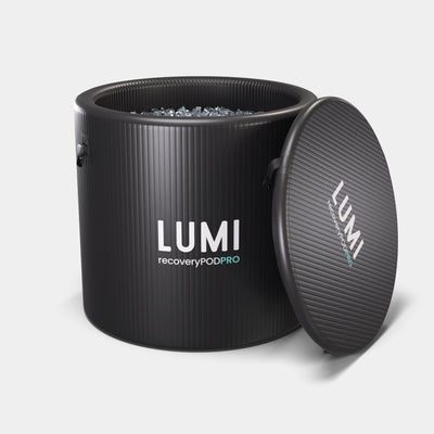 LUMI Recovery Duo PRO ice barrel with lid to the side